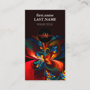 Modern Floral Abstract Art Orange Blue Pattern #14 Business Card