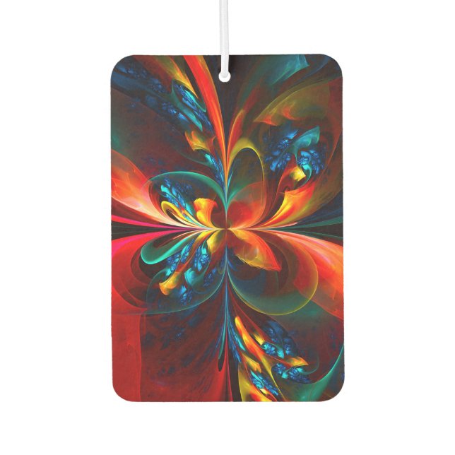 Modern Floral Abstract Art Orange Blue Pattern #14 Car Air Freshener (Front)