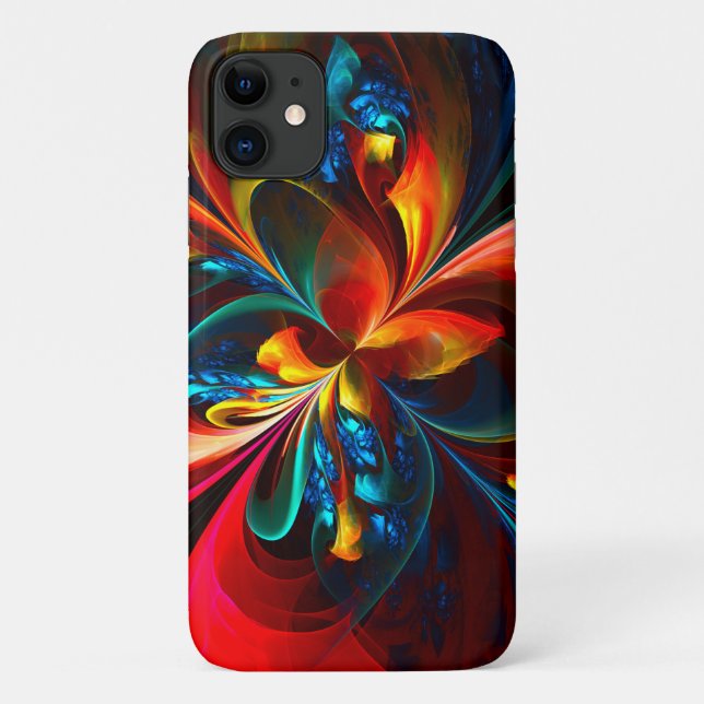 Modern Floral Abstract Art Orange Blue Pattern #14 Case-Mate iPhone Case (Back)
