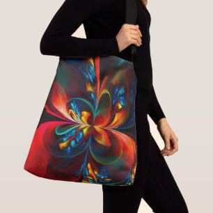 Modern Floral Abstract Art Orange Blue Pattern #14 Crossbody Bag