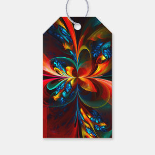 Modern Floral Abstract Art Orange Blue Pattern #14 Gift Tags