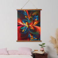 Modern Floral Abstract Art Orange Blue Pattern #14