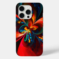 Modern Floral Abstract Art Orange Blue Pattern #14