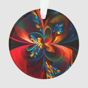 Modern Floral Abstract Art Orange Blue Pattern #14 Ornament