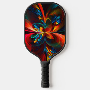 Modern Floral Abstract Art Orange Blue Pattern #14 Pickleball Paddle
