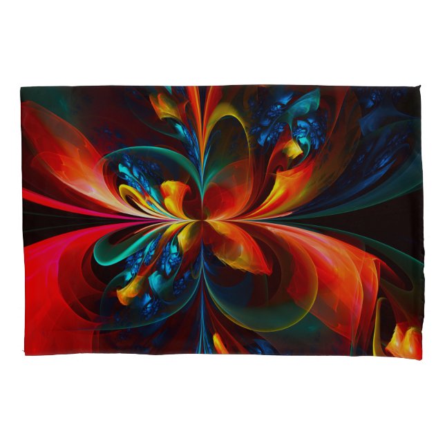 Modern Floral Abstract Art Orange Blue Pattern #14 Pillowcase (Front)