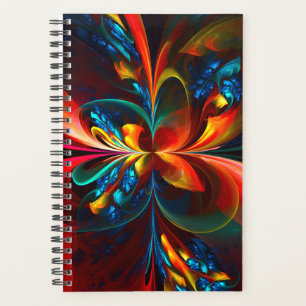 Modern Floral Abstract Art Orange Blue Pattern #14 Planner