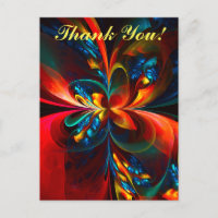 Modern Floral Abstract Art Orange Blue Pattern #14
