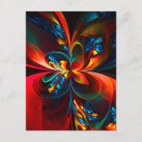 Modern Floral Abstract Art Orange Blue Pattern #14