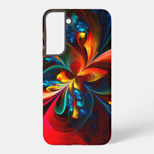Modern Floral Abstract Art Orange Blue Pattern #14 Samsung Galaxy Case