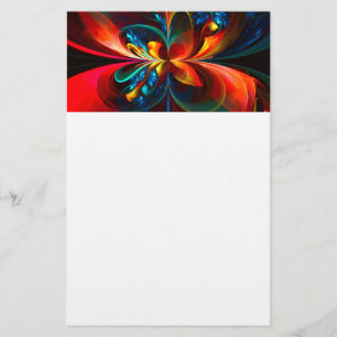Modern Floral Abstract Art Orange Blue Pattern #14 Stationery