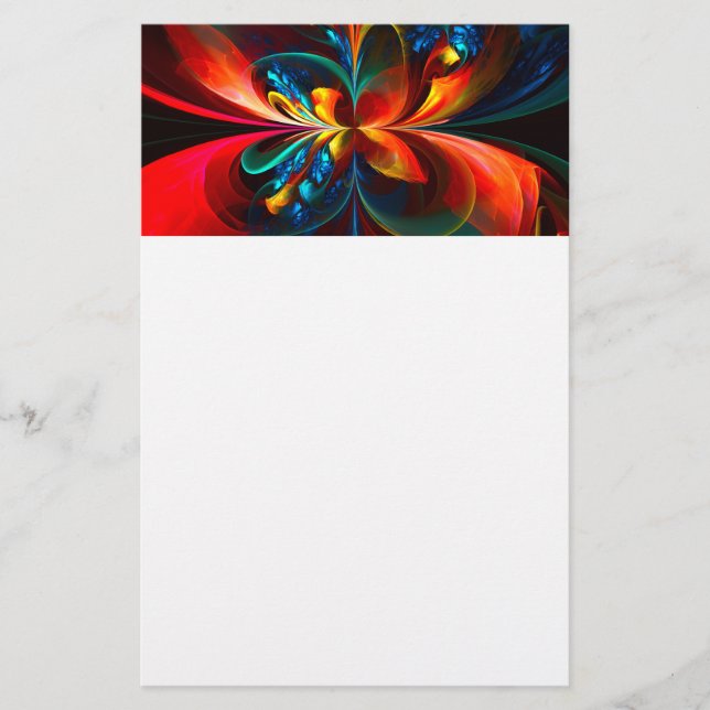 Modern Floral Abstract Art Orange Blue Pattern #14 Stationery (Front)