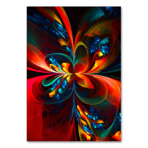Modern Floral Abstract Art Orange Blue Pattern #14 Table Number