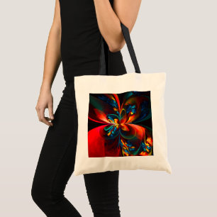 Modern Floral Abstract Art Orange Blue Pattern #14 Tote Bag