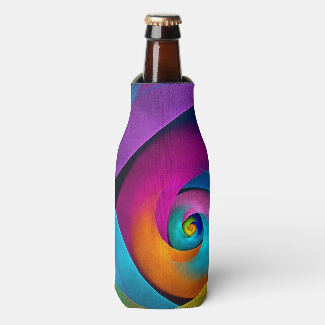 Modern Floral Abstract Art Pink Blue Pattern #17 Bottle Cooler (Bottle Front)