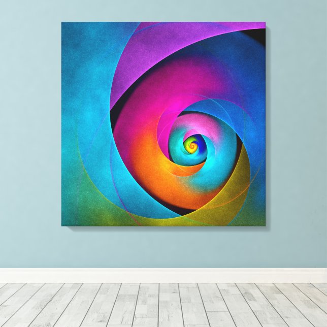 Modern Floral Abstract Art Pink Blue Pattern #17 Canvas Print (Insitu(Wood Floor))