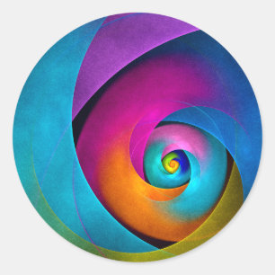Modern Floral Abstract Art Pink Blue Pattern #17 Classic Round Sticker