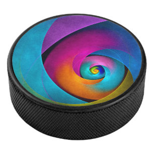 Modern Floral Abstract Art Pink Blue Pattern #17 Hockey Puck