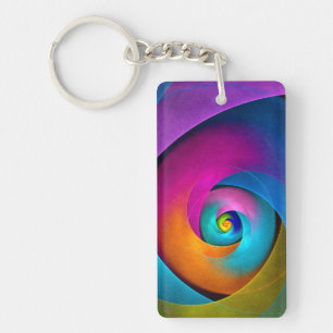 Modern Floral Abstract Art Pink Blue Pattern #17 Key Ring