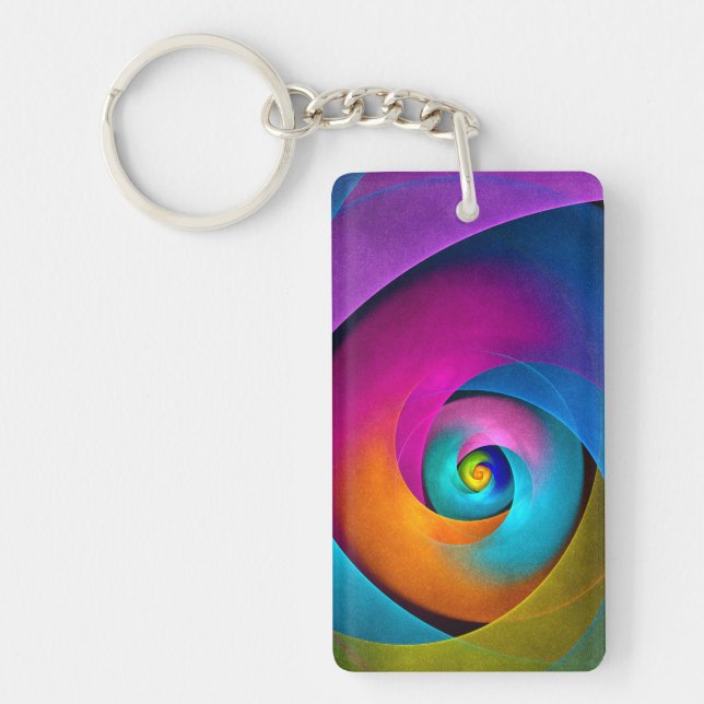Modern Floral Abstract Art Pink Blue Pattern #17 Key Ring (Front)