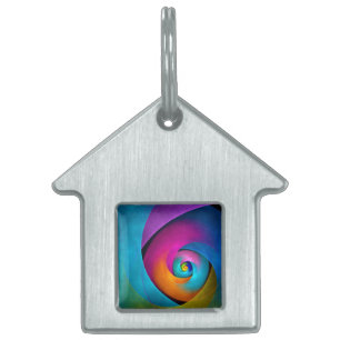 Modern Floral Abstract Art Pink Blue Pattern #17 Pet ID Tag