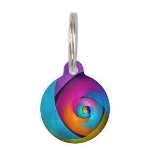 Modern Floral Abstract Art Pink Blue Pattern #17 Pet Tag