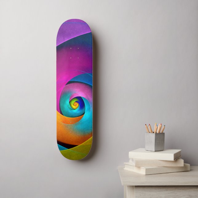 Modern Floral Abstract Art Pink Blue Pattern #17 Skateboard (Wall Art)