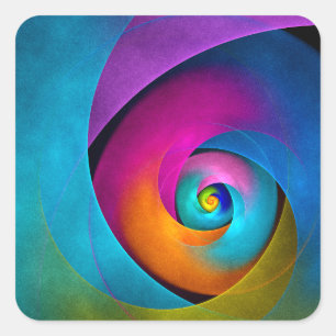 Modern Floral Abstract Art Pink Blue Pattern #17 Square Sticker