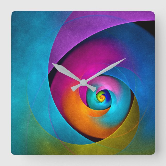 Modern Floral Abstract Art Pink Blue Pattern #17 Square Wall Clock (Front)