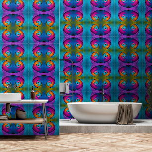 Modern Floral Abstract Art Pink Blue Pattern #17 Wallpaper