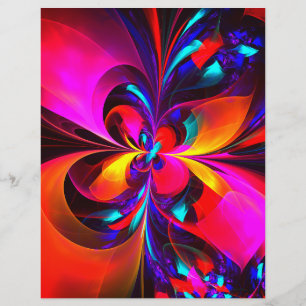 Modern Floral Abstract Art Red Blue Pattern #07