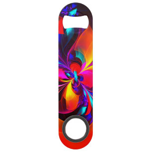 Modern Floral Abstract Art Red Blue Pattern #07