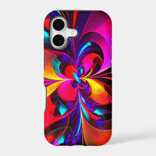 Modern Floral Abstract Art Red Blue Pattern #07