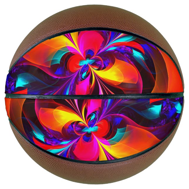 Modern Floral Abstract Art Red Blue Pattern #07 Basketball (Front)