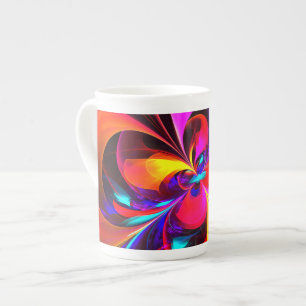 Modern Floral Abstract Art Red Blue Pattern #07 Bone China Mug