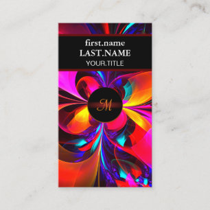 Modern Floral Abstract Art Red Blue Pattern #07 Business Card