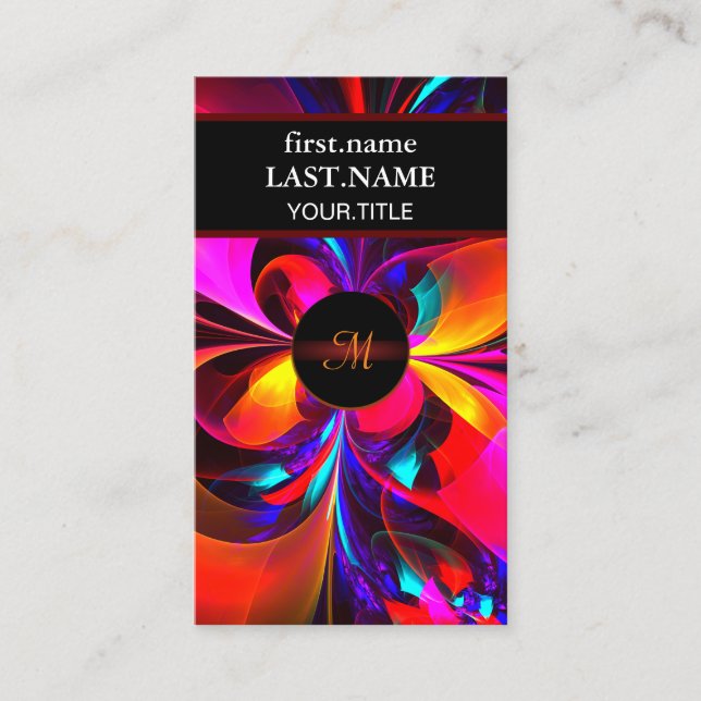 Modern Floral Abstract Art Red Blue Pattern #07 Business Card (Front)