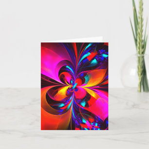 Modern Floral Abstract Art Red Blue Pattern #07 Card