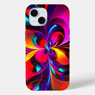 Modern Floral Abstract Art Red Blue Pattern #07 iPhone 15 Case
