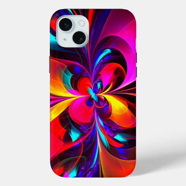 Modern Floral Abstract Art Red Blue Pattern #07 Case-Mate iPhone Case (Back)