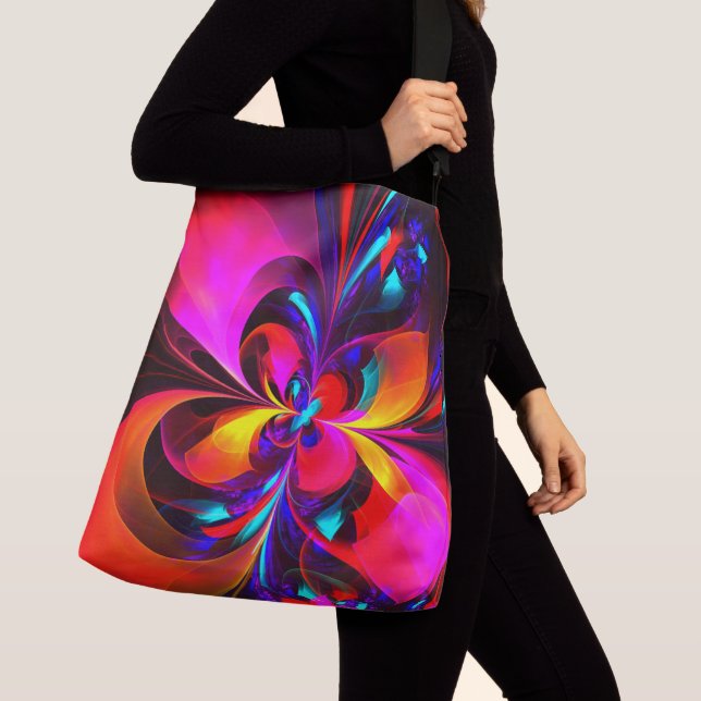 Modern Floral Abstract Art Red Blue Pattern #07 Crossbody Bag (Close Up)