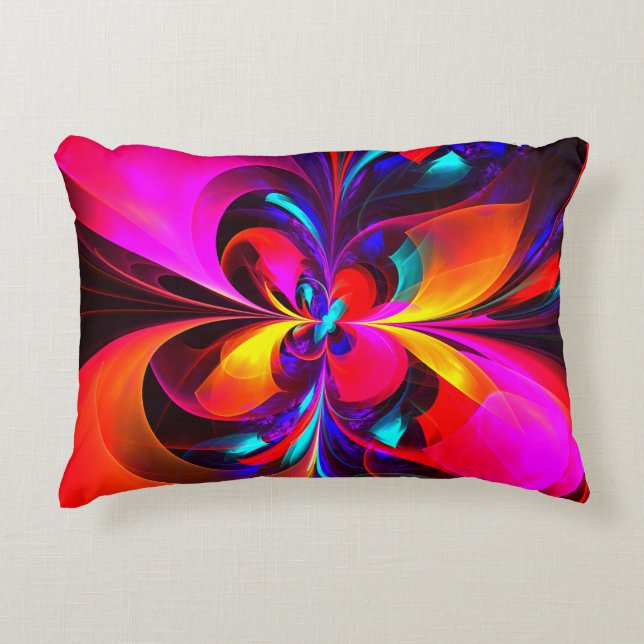 Modern Floral Abstract Art Red Blue Pattern #07 Decorative Cushion (Front)
