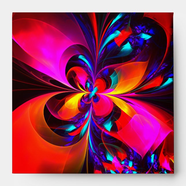 Modern Floral Abstract Art Red Blue Pattern #07 Envelope (Front)