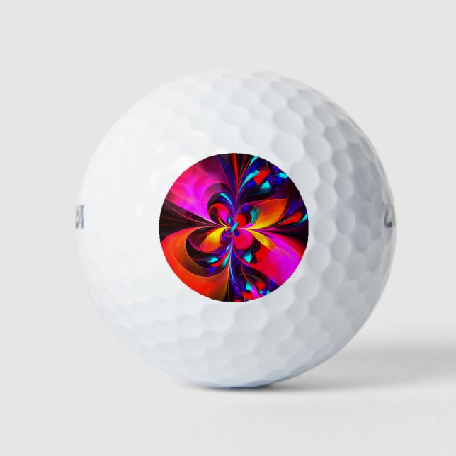 Modern Floral Abstract Art Red Blue Pattern #07 Golf Balls (Front)