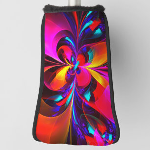 Modern Floral Abstract Art Red Blue Pattern #07 Golf Head Cover