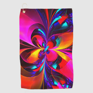 Modern Floral Abstract Art Red Blue Pattern #07 Golf Towel