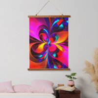 Modern Floral Abstract Art Red Blue Pattern #07