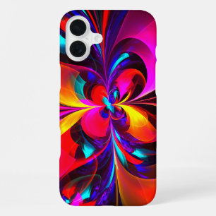 Modern Floral Abstract Art Red Blue Pattern #07 iPhone 16 Plus Case