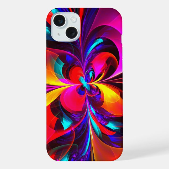Modern Floral Abstract Art Red Blue Pattern #07 iPhone Case (Back)
