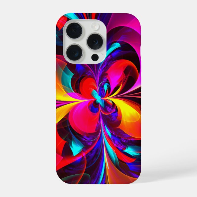 Modern Floral Abstract Art Red Blue Pattern #07 iPhone Case (Back)